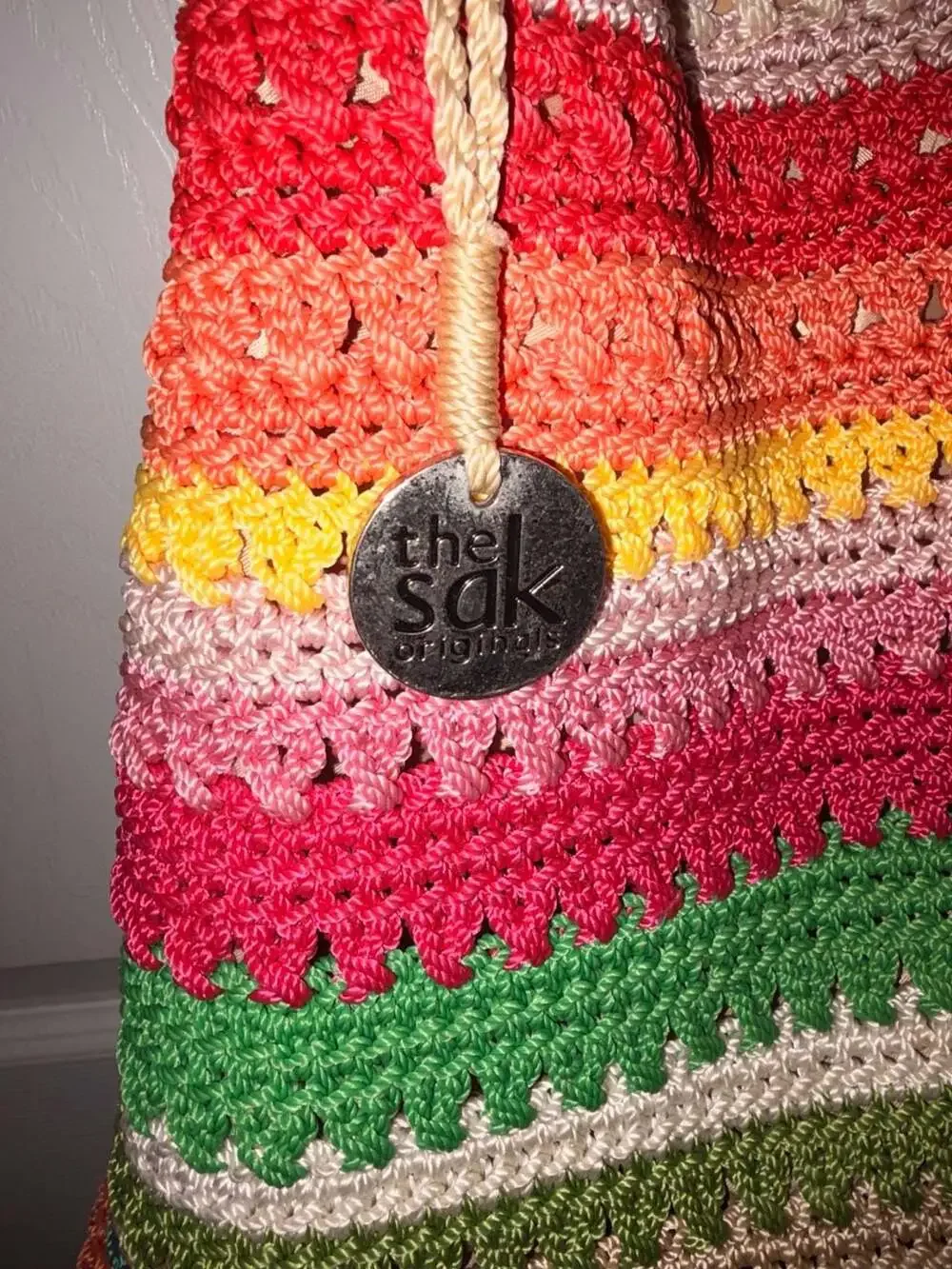 The Sak Originals Rainbow Striped Crochet Hobo Shoulder Bag